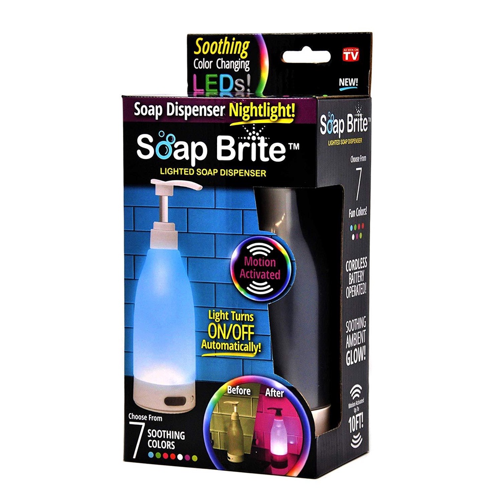 Dispenser sabun cair malam Dispenser botol tempat Sabun cair Sensor Gerak 7 LED Soap Brite