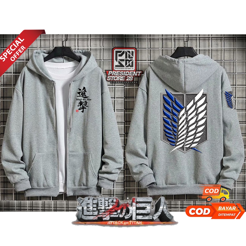 Sweater Hoodie SNK ATTACK ON TITAN AOT / Jaket Anime AOT-ATTACK ON TITAN SHINGEKI NO KYOJIN / Hoodie Zipper Anime Singeki no Kyojin / Hoodie ANIME LEVI ACKERMAN