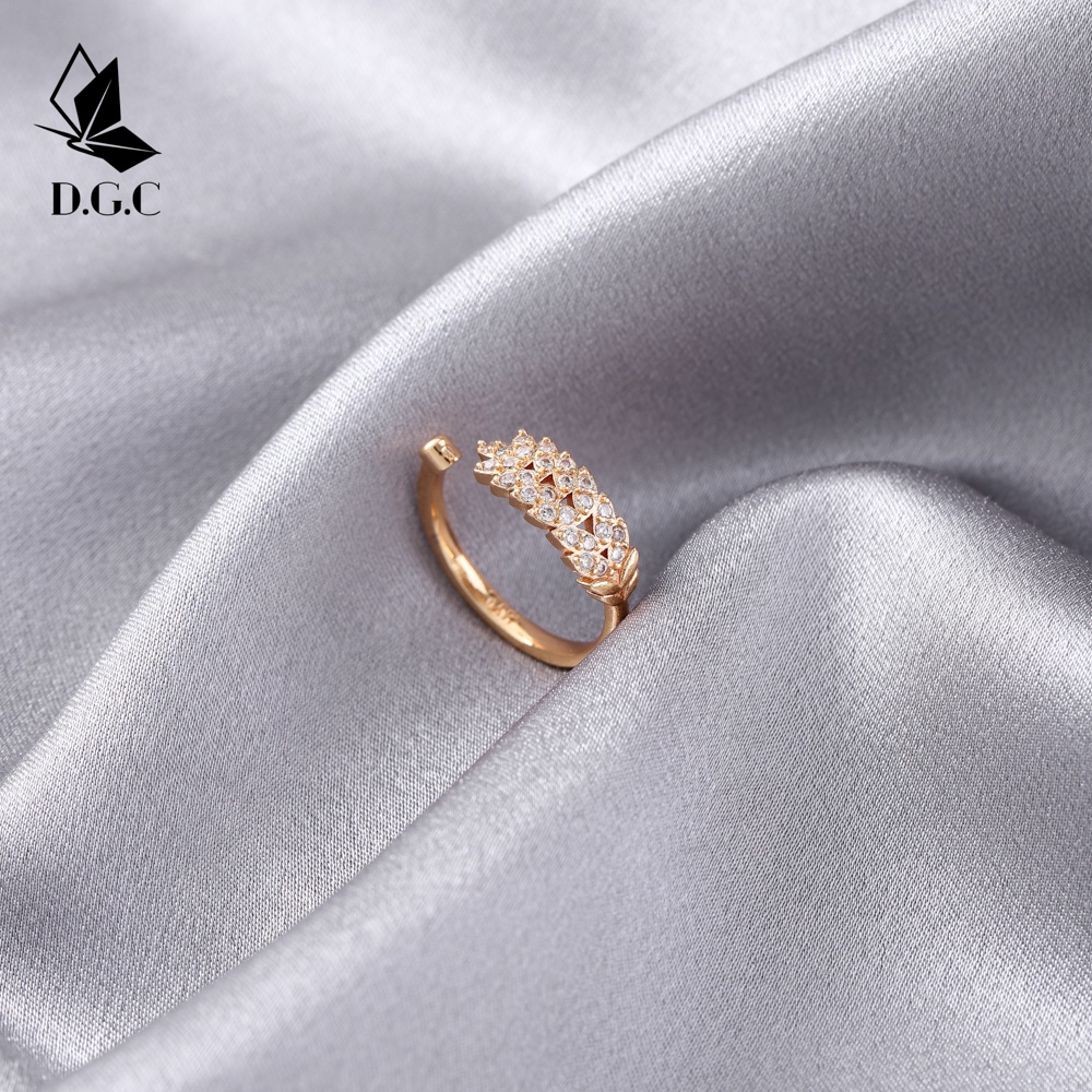 ✨Moya0158♥Modle Cincin Titanium Perhiasan Wanita Bisa Disesuaikan Kristal Berlapis Emas Murah D674