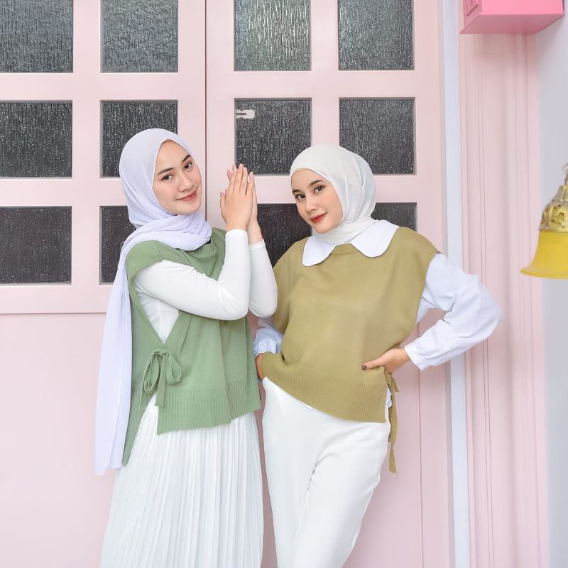 NEW VEST ROMPI TALI RAJUT WANITA WARNA MINT