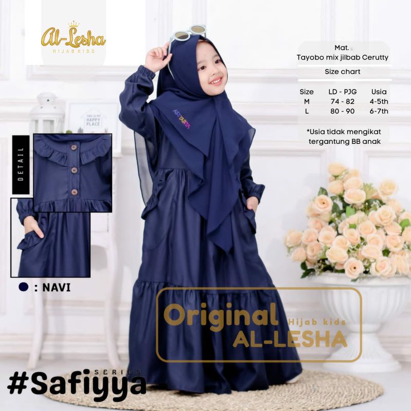 GAMIS ANAK PEREMPUAN MUSLIMAH SET JILBAB KHIMAR// BAHAN TOYOBO ORIGINAL BY AL-LESHA