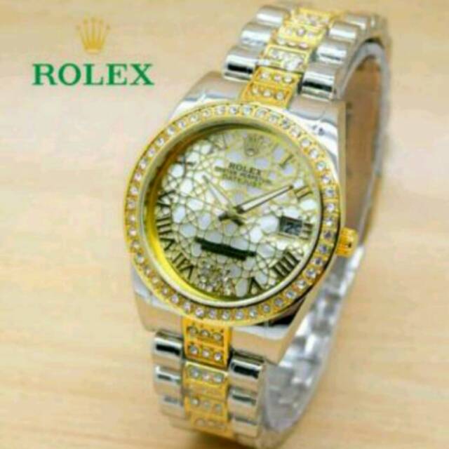 Jam Tangan Wanita Elegan Rolex Rantai Super