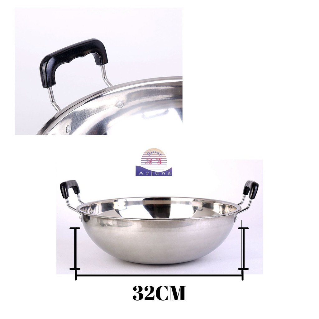 WAJAN STAINLESS STEEL/PENGGORENGAN ANTI LENGKET/KUALI 32CM