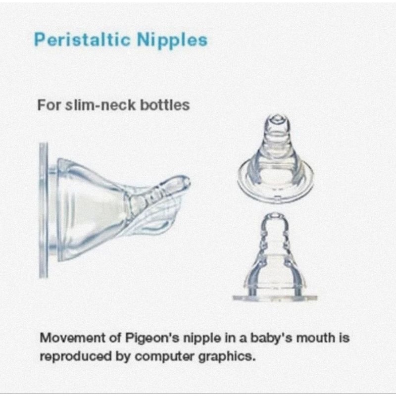 Pigeon Peristaltic Slim Neck Nipple Isi 3 Pcs - Dot Botol Susu