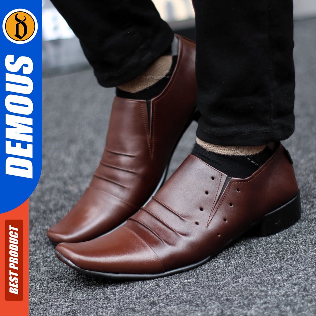 DEMOUS Rempel - Sepatu Formal Pantopel Hitam Kulit Asli Kerja Pria