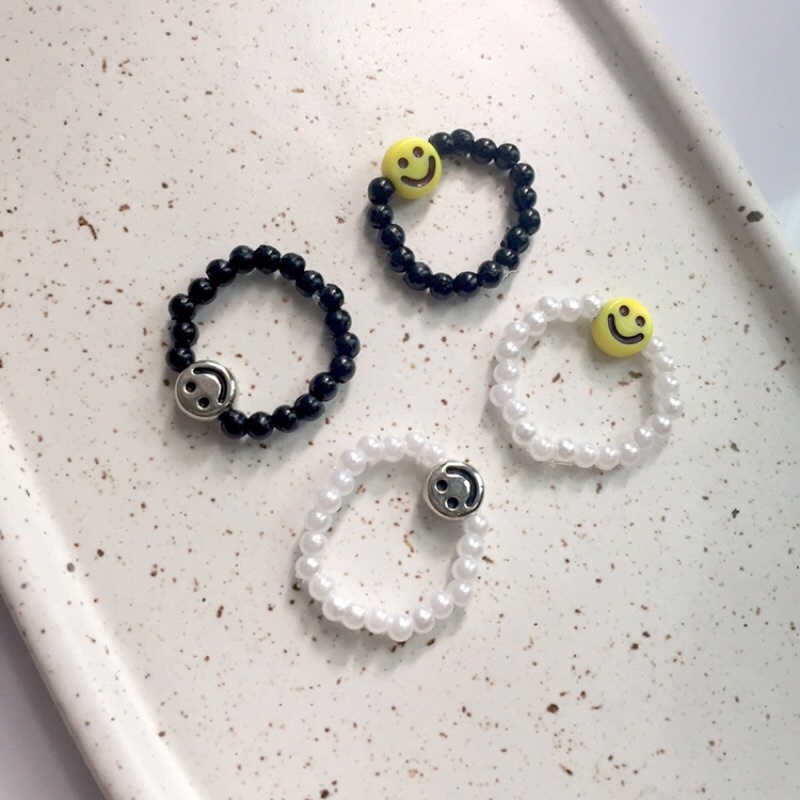 SMILE RING | CINCIN SMILEY FACE YELLOW or SILVER (vol6)