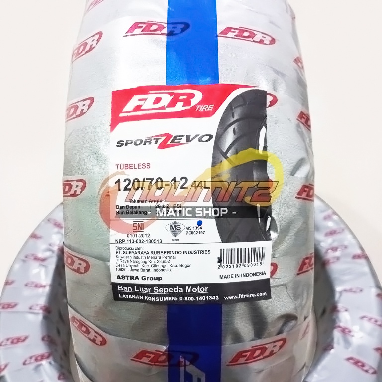 Ban Motor FDR Sport Zevo 120/70 - 12 Tubeless Vespa New Scoopy