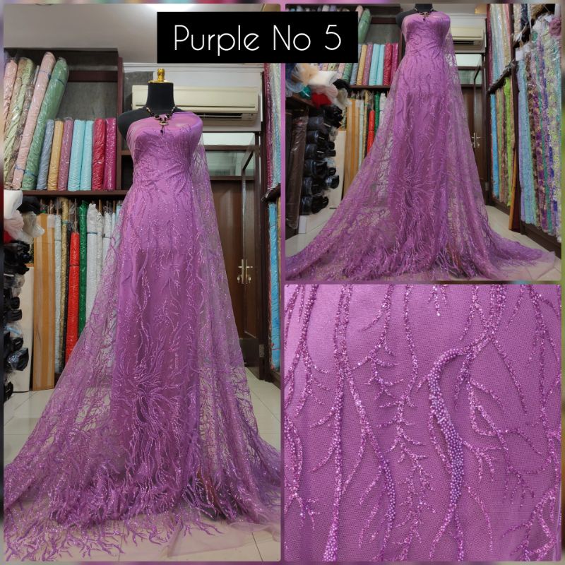 KAIN Brokat Tile Sugar Candy Crush Motif Akar Salur Purple.