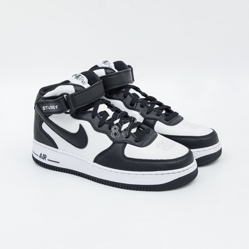 Air Force 1 Mid Stussy Black White Panda