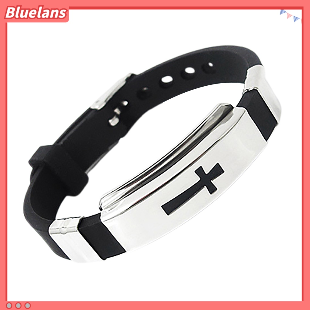 Bluelans Unisex Cross Pattern Stainless Steel All-match Bangle Bracelet