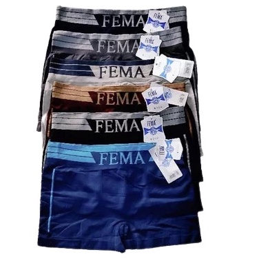 (L XL XXL) GROSIR 12 PCS BOXER PRIA DEWASA LUSINAN / CELANA DALAM PRIA JUMBO FEMA 7780