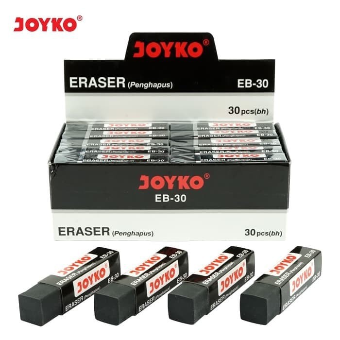 

Joyko Eraser EB-30 PER PAK Isi 30 Penghapus Pensil Anak EB30 Setip Hitam Besar ORI EB 30