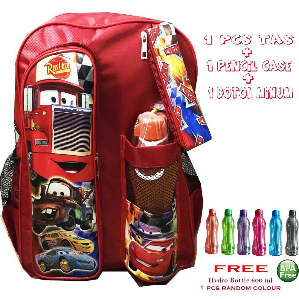 Sale Lebaran ~ Tas Ransel Anak Sekolah SD + Botol Minum + Kotak Pensil ANAK ANAK MOTIF Frozen Transformer Optimus Prime helo kity Spiderman Tas botol SD