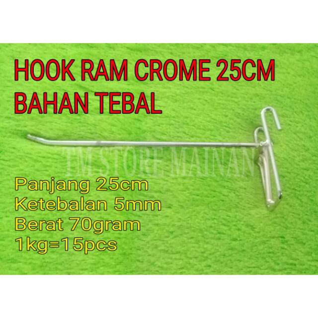 Hook Ram Crome 25cm Bahan Tebal Display Gantungan Dinding