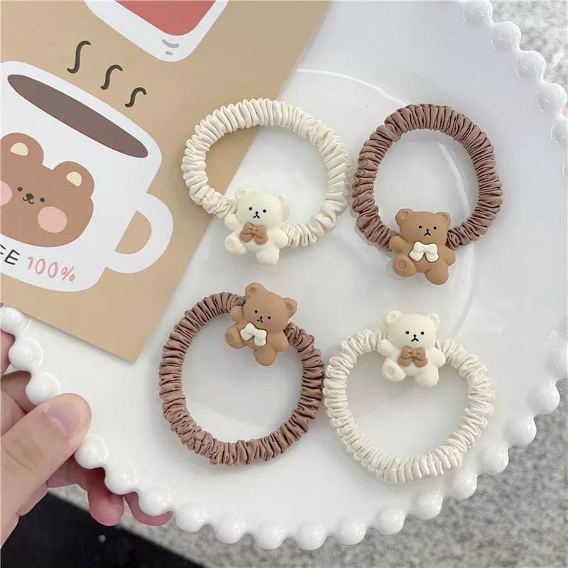 IKAT RAMBUT ALA KOREA | IKAT RAMBUT DEWASA DAN ANAK IKAT RAMBUT SCRUNCHIE BEAR