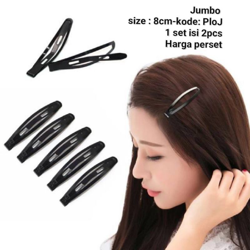 jepit rambut jumbo isi 2 hitam jepit plog jepit tik tok hitam jumbo 8cm PloJ jepit plok