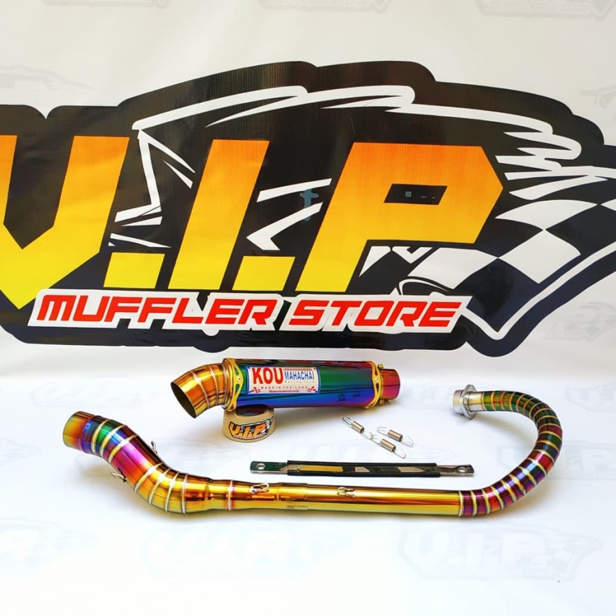 Knalpot KOU MAHACHAI Rainbow VIXION Leher C Full Stainless