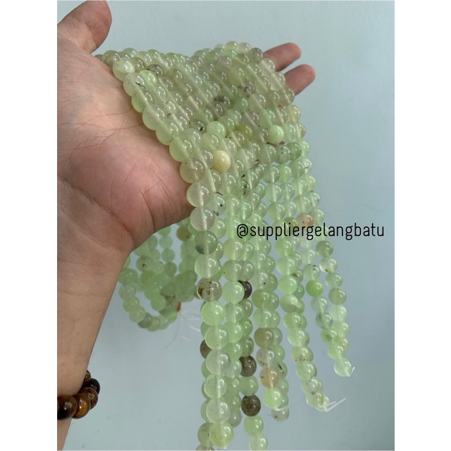 bahan batu kuarsa hijau green quartz 10mm healing yoga therapy craft