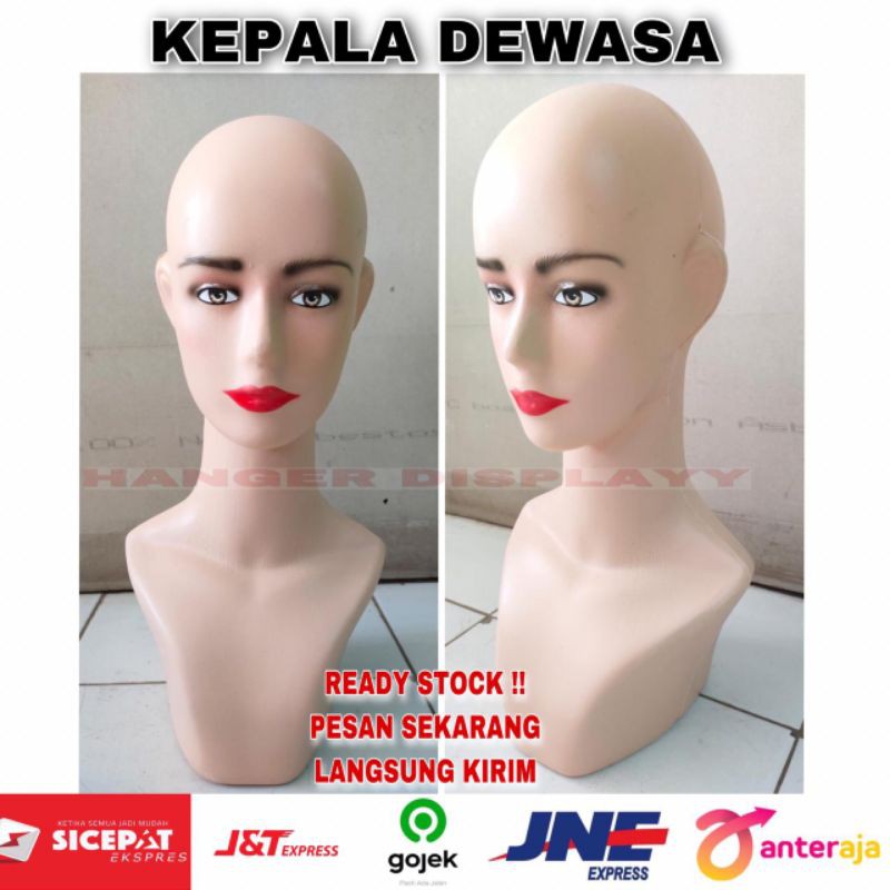 Manekin Kepala Wanita Dewasa | Display Topi | Display Jilbab | Make Up | Manekin Kepala Botak