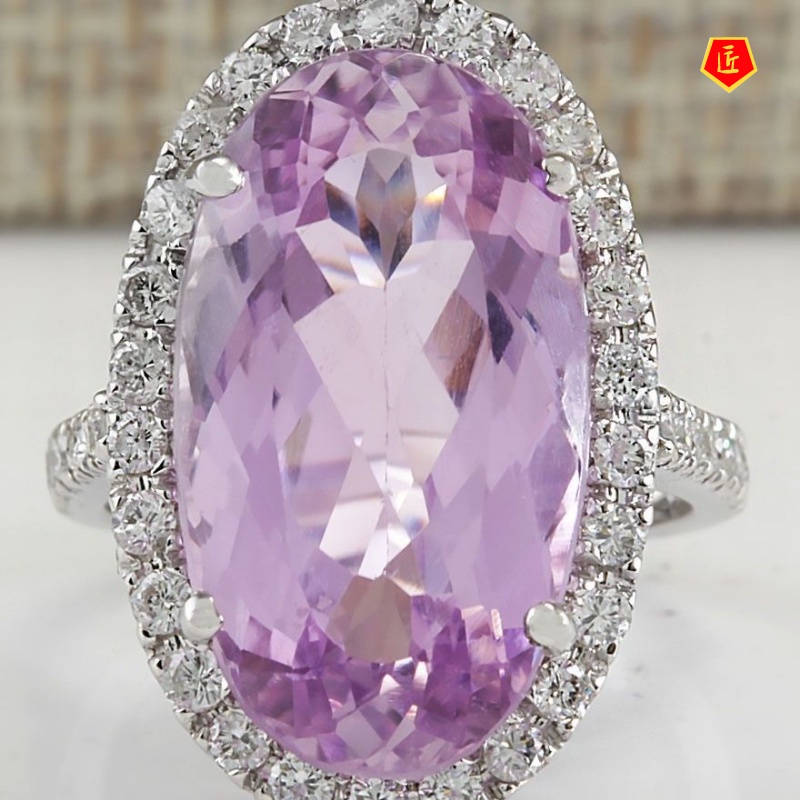 [Ready Stock]Luxury Inlaid Amethyst Moissanite Ring Female Creative