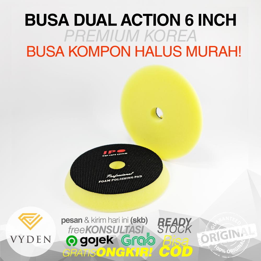 MURAH IPO 6in Thin Pad 3 Warna Dual Action Kompon Kasar Halus Wax Busa Mesin Poles Mobil