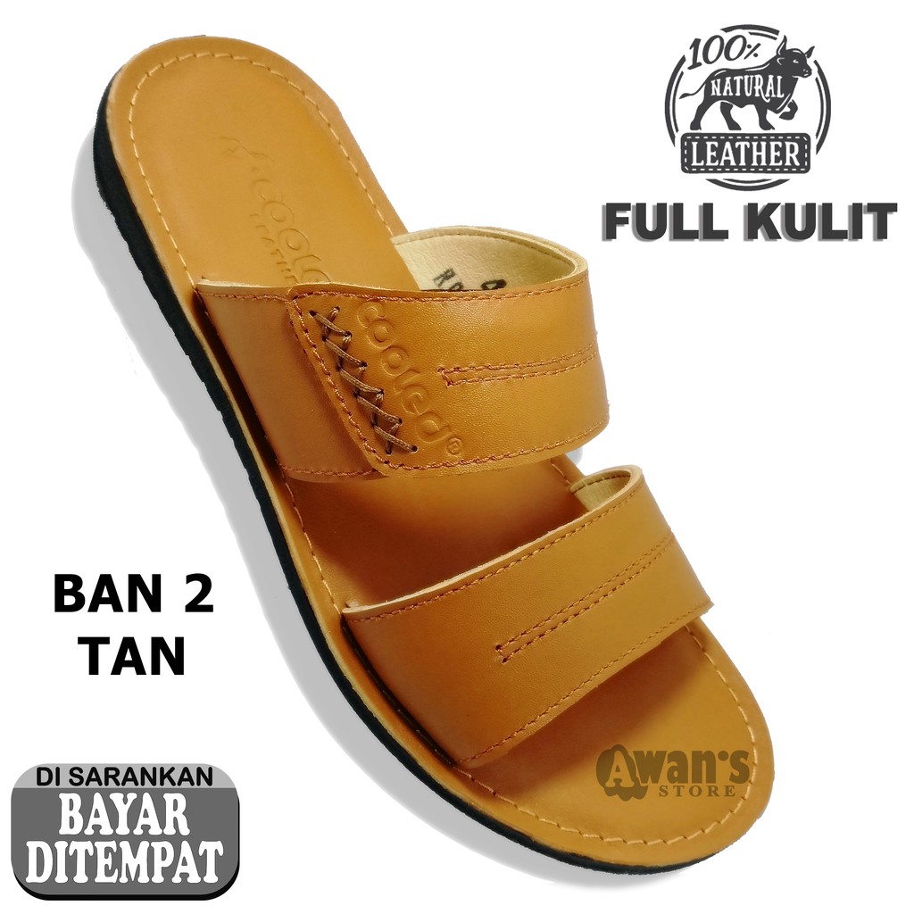 Bayar Di tempat / COD Sandal Pria Kulit Asli 100% Full Kulit Sapi Tebal