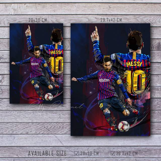 Home Decor Sporty Messi Poster Kayu Sketsa Foto Lionel Messi Goal Celebration Pesta Gol Fc Barcelona Shopee Indonesia
