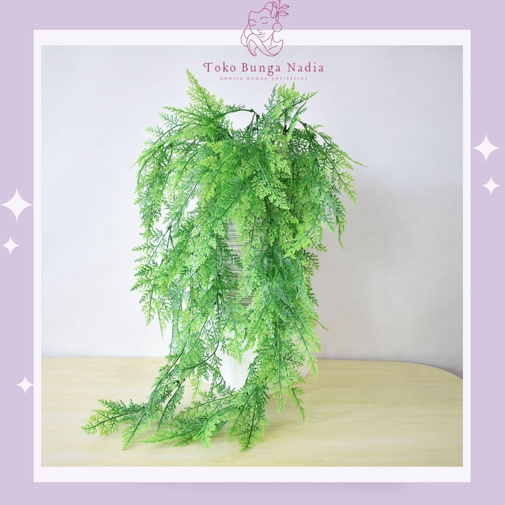 Daun Plastik Rambat Artificial Pakis Palsu Juntai Plastik Fern Tanduk Rusa Gantung Dekorasi Hiasan S