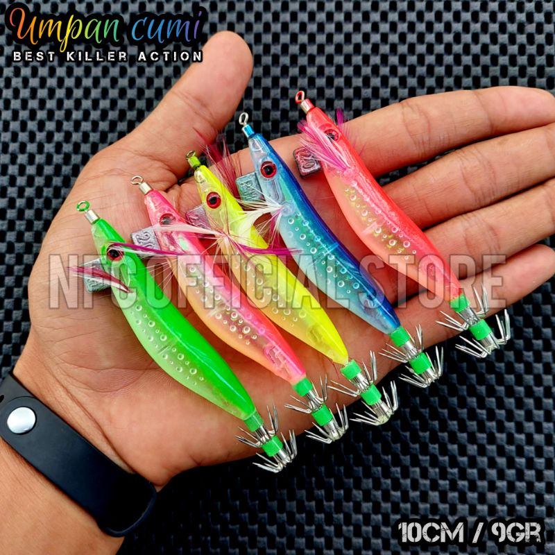 Umpan pancing cumi bentuk udang Egi 2.0 (10 cm 9 gram) GID Glow in the dark