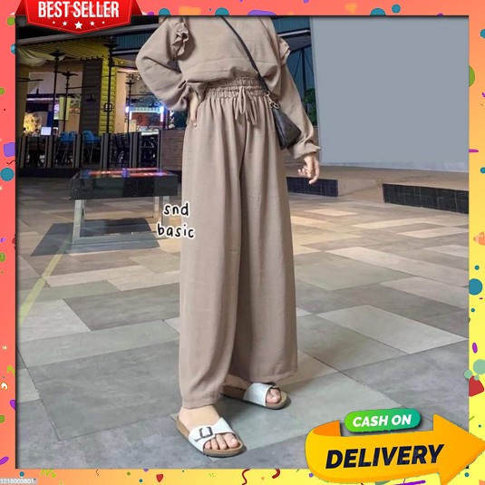 Celana Kulot Rayon Highwaist Terbaru Dewasa Kekinian Celana Boyfriend  Kulot Crinkle Polos / Kulot