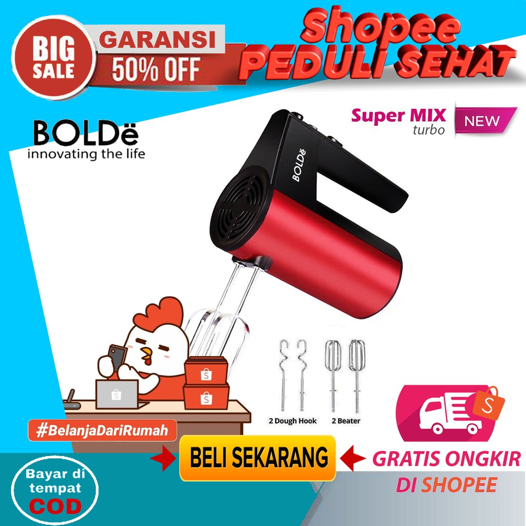 Alat Pengocok Pengaduk Adonan Kue Super Mix Turbo Hand Mixer Bolde Electric