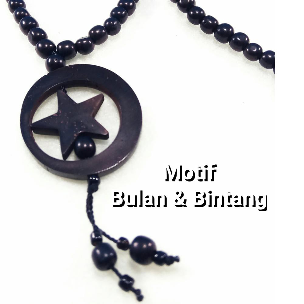 KALUNG KAYU ASLI KAOKAH ASLI ISTANBUL TURKI MODEL BULAT HITAM MOTIF BULAN DAN BINTANG