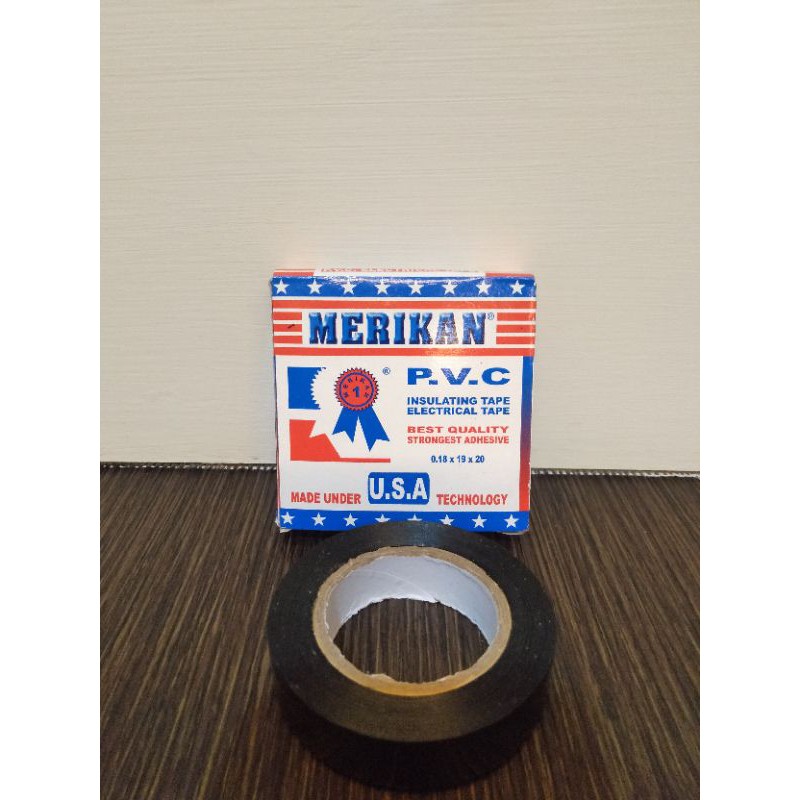 Isolasi Listrik PVC Hitam Merikan 20 Yard Vinyl Electrical Tape Untuk Otomotif Elektronik Termurah