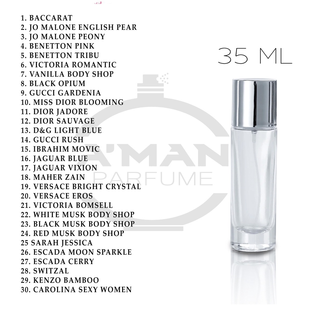 PARFUM REFILL INSPIRED A'MAN 50ML 30ML 20ML COSTUM AROMA
