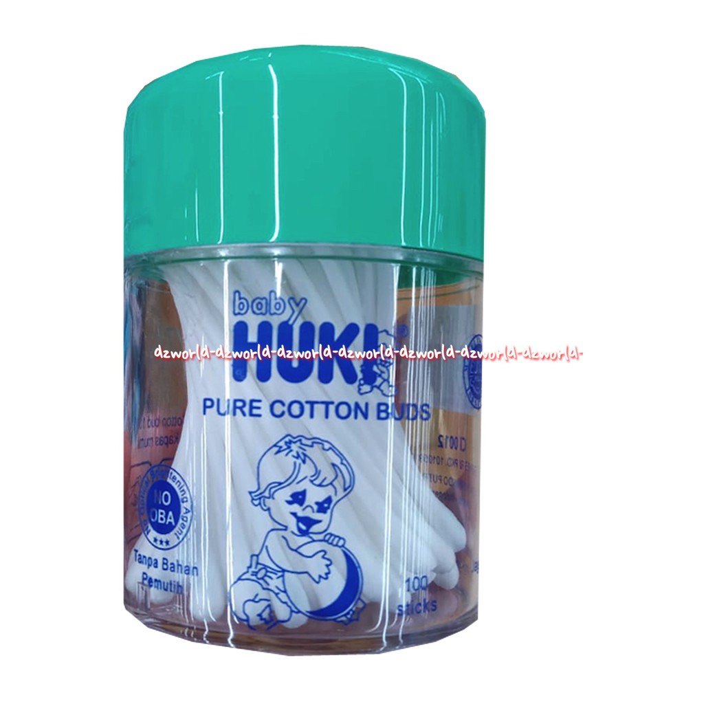 Baby Huki Cotton Bud Korek Kuping terbuat dari 100% kapas alami sehingga aman digunakan bayi