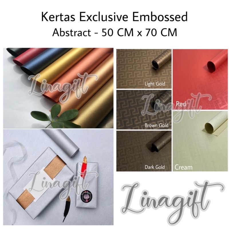 KERTAS EXCLUSIVE EMBOSSED ABSTRACT - GIFT WRAP PEARL PAPER / KERTAS KADO EXCLUSIVE DOFF TEXTURE 3D EMBOS TIMBUL GOLD PINK PURPLE NAVY BLUE BLACK GRAY SILVER RED MAROON TOSCA BLACK BUNGKUS HAMPERS LEBARAN SELAMAT IDUL FITRI EID MUBARAK HAPPY IDUL ADHA