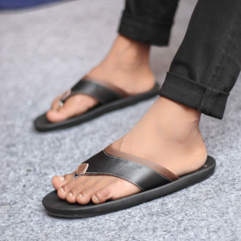 LIGHT Sandal Jepit Pria Kulit Asli Sendal Main Casual Trendi Murah Keren Original