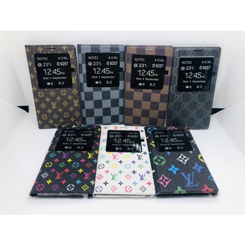Flip Cover SView Autolock + ic Samsung NOTE 3 N9000 / S5 i9500/ GRAND 2 G7106 Case Motif LV Gucci