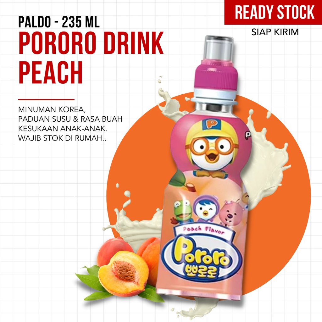 (TERMURAH) Paldo - Pororo Drink Peach 235 ML