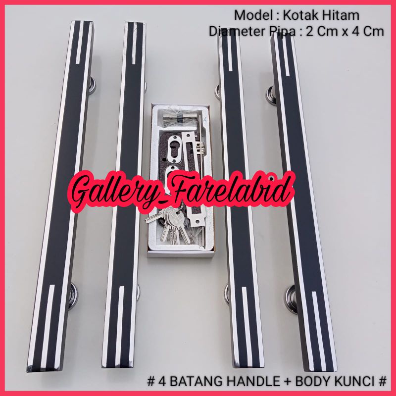 Handle Pintu Rumah Stainless Steel 60 Cm Set Kunci Gagang Pintu Rumah 45 Cm Set Pegangan Pintu Kupu Tarung Set Body Pelor Tarikan Pintu Rumah Minimalis Set