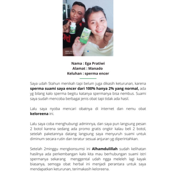 Obat Pengental Sperma Buat Program Hamil, Penyubur Sperma Pria, Obat Sperma Pria Encer, Penambah Sperma, Pengental Air Mani pria, Penyubur Sperma Terlaris Dan Termurah, Pengental Sperma Pria yg Buat Promil - Keloreena Original BPOM-3