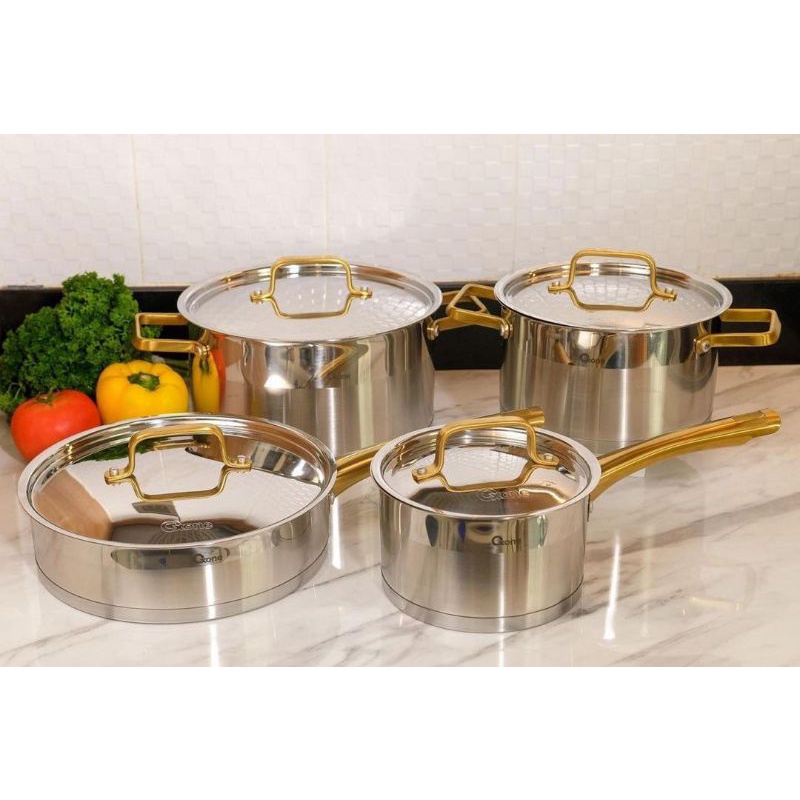 Oxone OX-987 Horeca Cookware Set Panci Premium Gold 10 Pcs