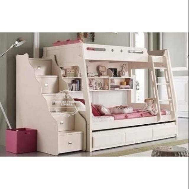 Tempat Tidur + Rak Laci Untuk Anak/ Baby, Divan Dipan Tingkat Untuk Anak Kayu Jati Murah