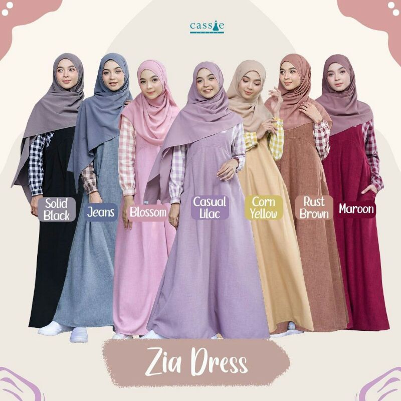 (ORIGINAL) ZIA DRESS BY CASSIE LABELS/ GAMIS OVERALL MOTIF KOTAK