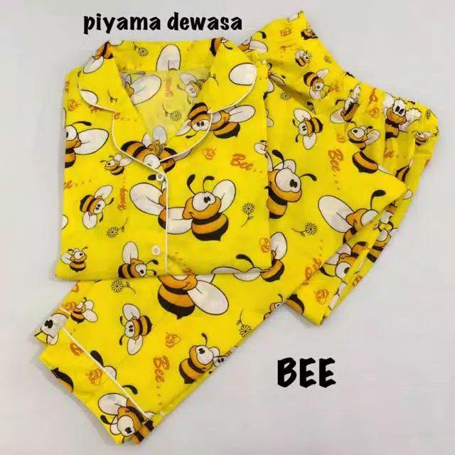 Baju Tidur Piyama Wanita/Cewek Pajamas Motif Dewasa Kekinian Karakter/Kotak Guillen-CP BEE LEBAH