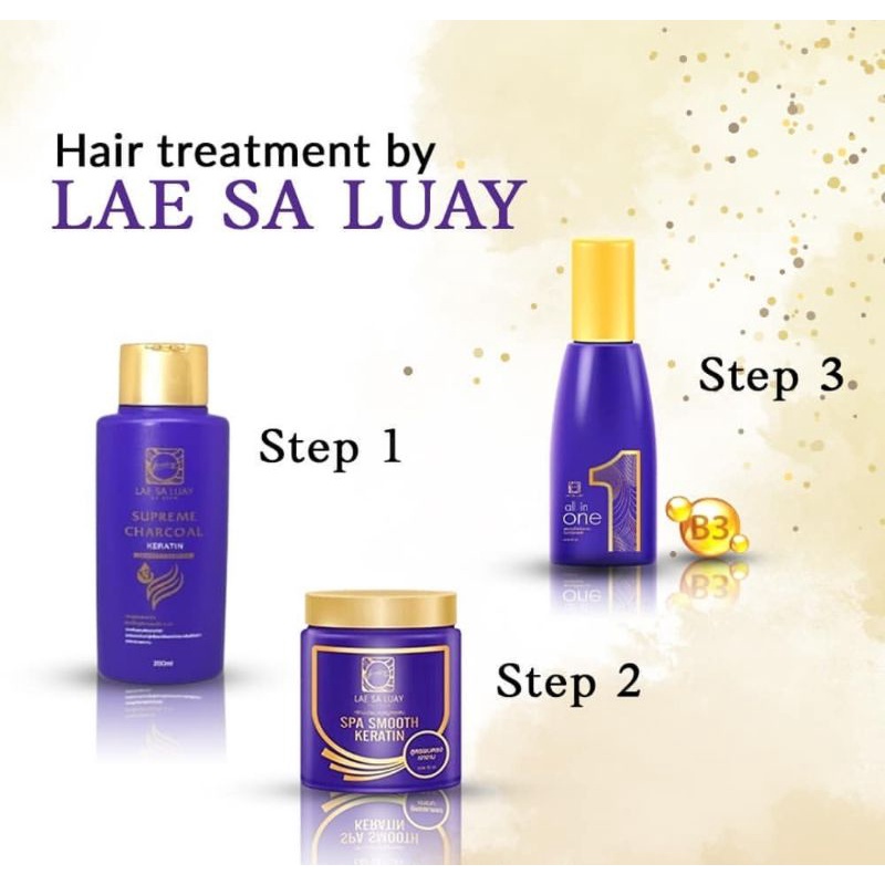 [BPOM] Lae Sa Luay Hair Spa Smooth Keratin | Supreme Charcoal Smooth Keratin Shampoo | Serum