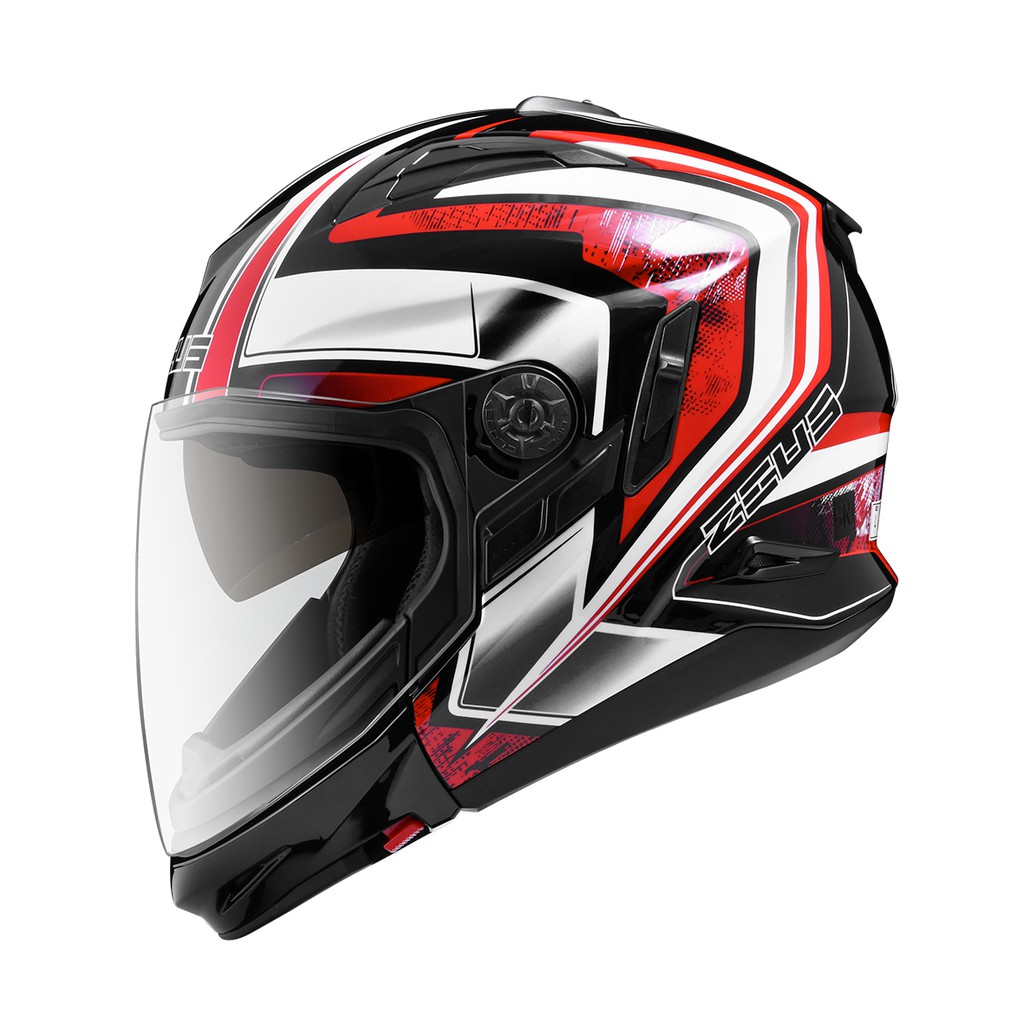 ZEUS ZS 613C BLK AJ6 RED GLOSSY MODULAR DOUBLE VISOR