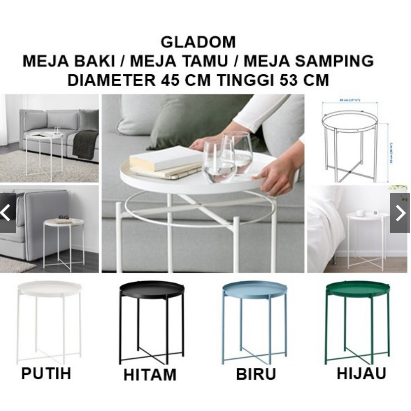 GLADOM meja baki hitam / putih / krem / biru / pink 45x53 cm