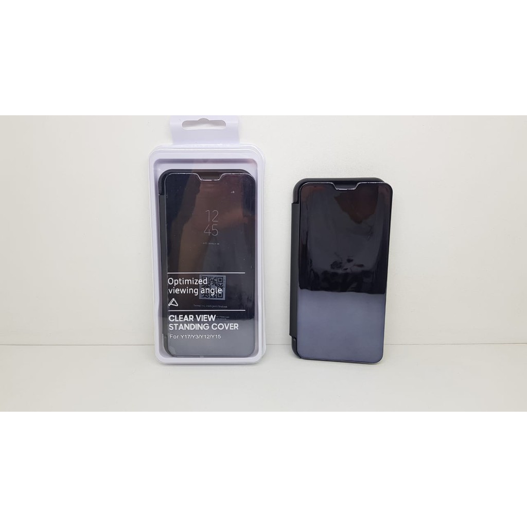 Flip Mirror Vivo Y12 Y15 Y17 6.35 inchi Clear View Standing Cover Vivo Y3 AUTOLOCK