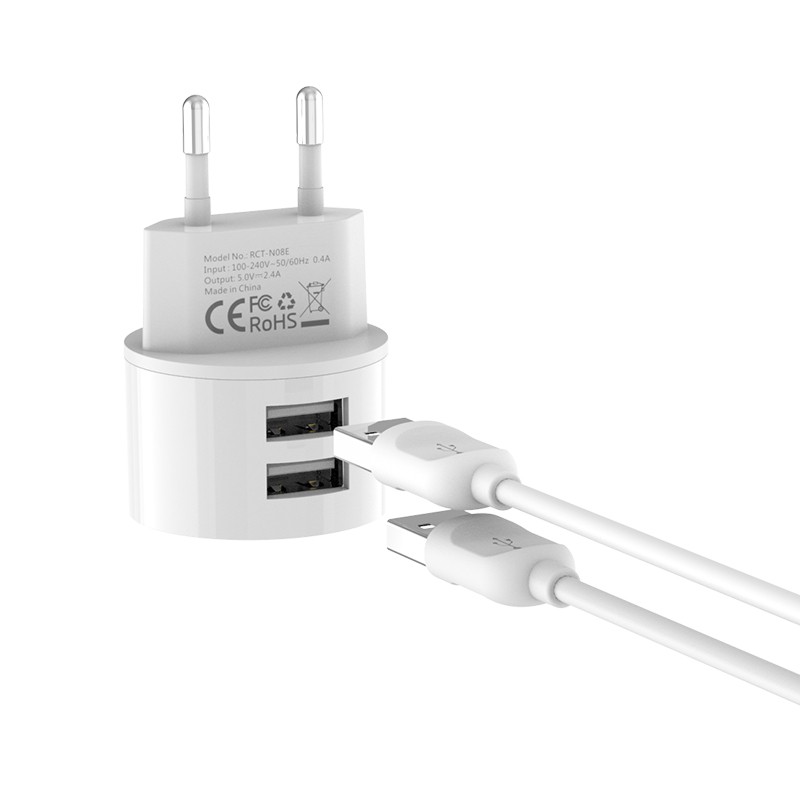 Charger USB Dual Port 2.4A RCT-N08E White RECCI